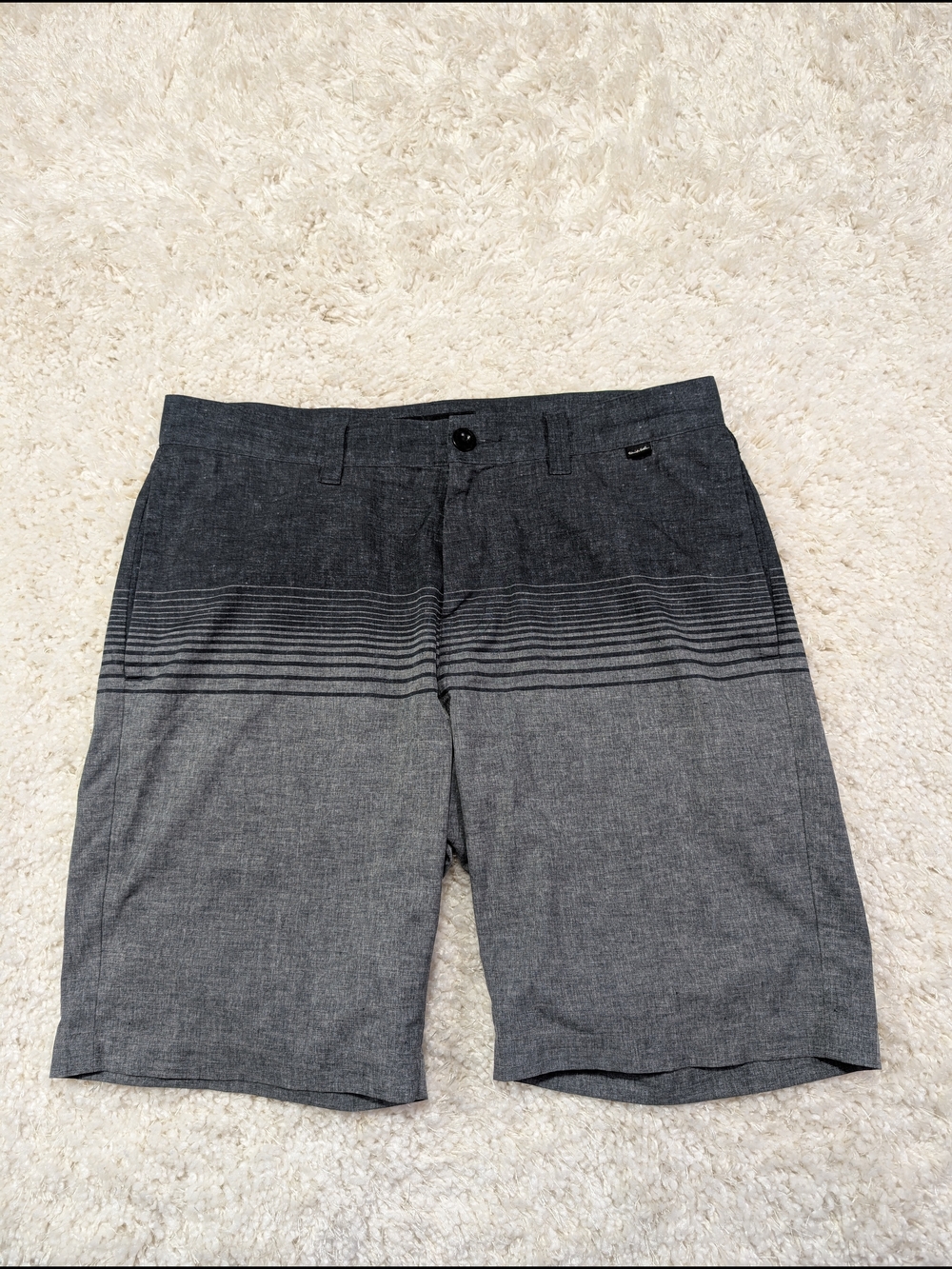 Travis Mathew Charcoal Gray Two-Tone Stripe Flat Front Shorts